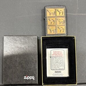 Zippo Camel Motif Brass Inlay Lighter - Black